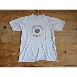 Rocky Mountain Institute Globe Earth Graphic White T-Shirt Sz M 1990s